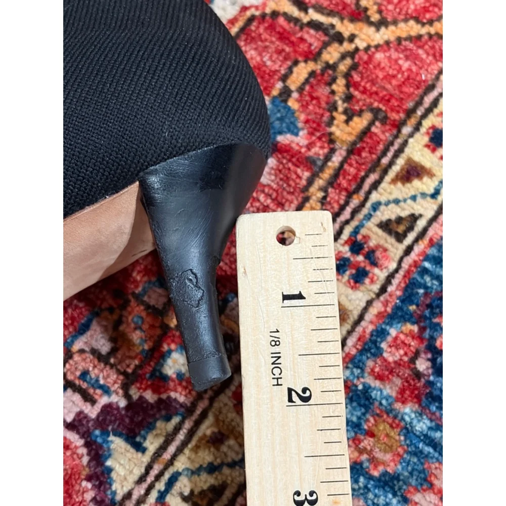 Loeffler Randall Black Sock Ankle Boots Knit Pointed Toe Kitten Heel Womens 9.5